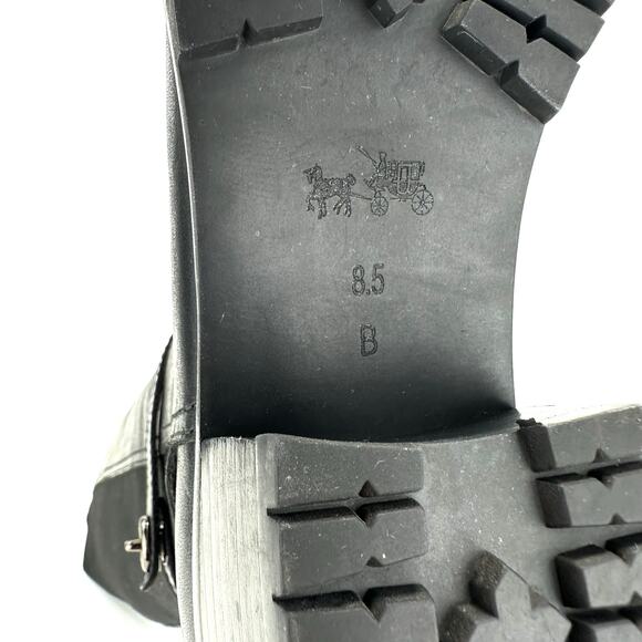 Coach Portia Black Riding Boot Size 8.5B Leather Stretchy Shaft Knee-High Heeled - Picture 9 of 15